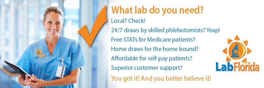 What lab do you need? Local-24/7 draws-skilled phlebotomists-free STATs-home draws for the home bound-affordable for self-pay patients-superior customer support
